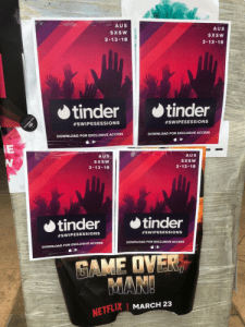 Tinder party event postering street campaign